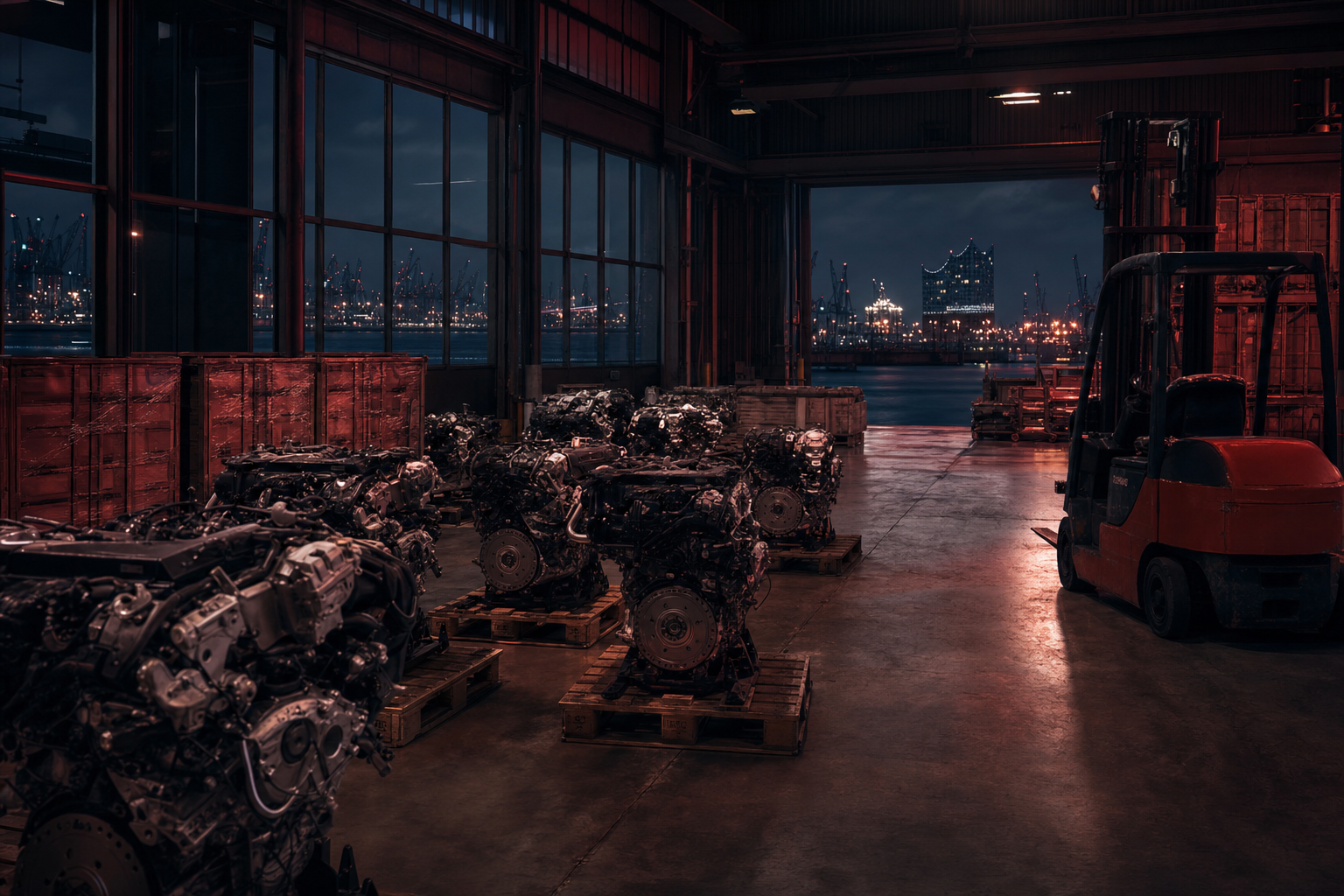 BMW engines exported from Hamburg warehouse across Europe